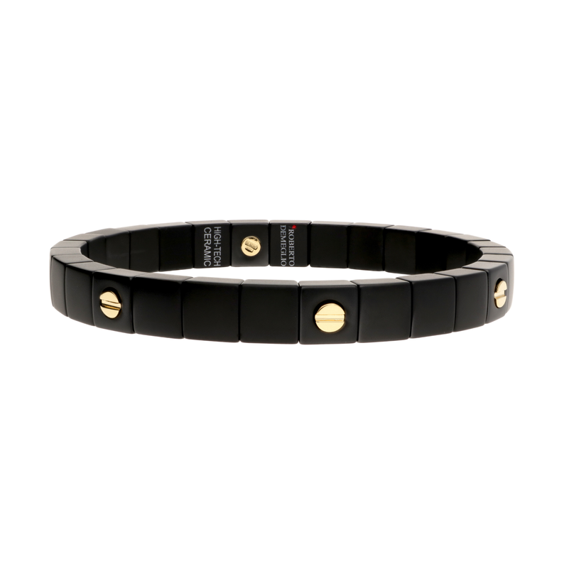 Scacco Black Ceramic Bracelet with Seven 18kt Gold Screws - Danielle B.