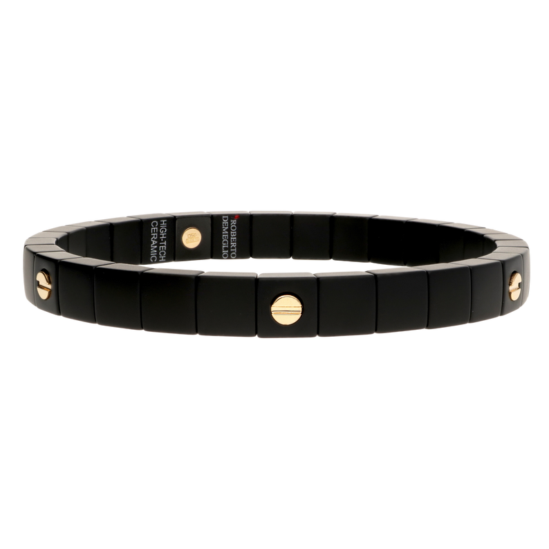 Scacco Matte Black Ceramic Bracelet with Six 18kt Gold Screws - Danielle B.