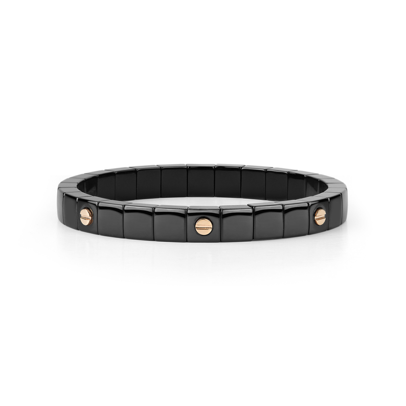 Scacco Black Ceramic Bracelet with Seven 18kt Gold Screws - Danielle B.