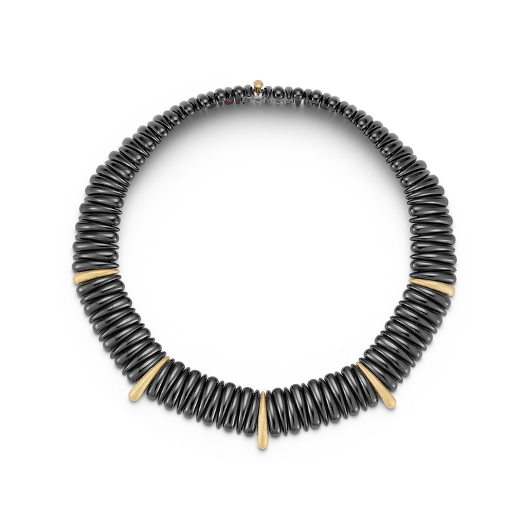 Artiglio Black Ceramic Necklace With 5 Sections Of 18Kt Gold