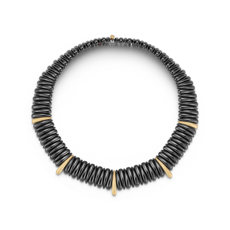Artiglio Black Ceramic Necklace With 5 Sections Of 18Kt Gold