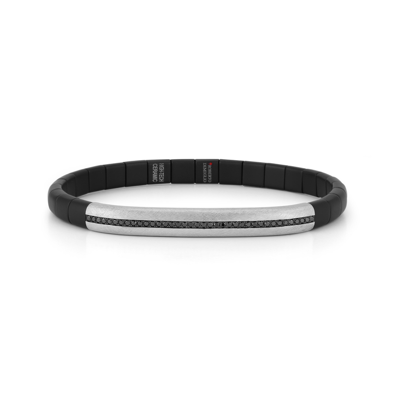 Manetta Matte Black Ceramic Bracelet And 18kt Gold With Black Diamonds - Danielle B.
