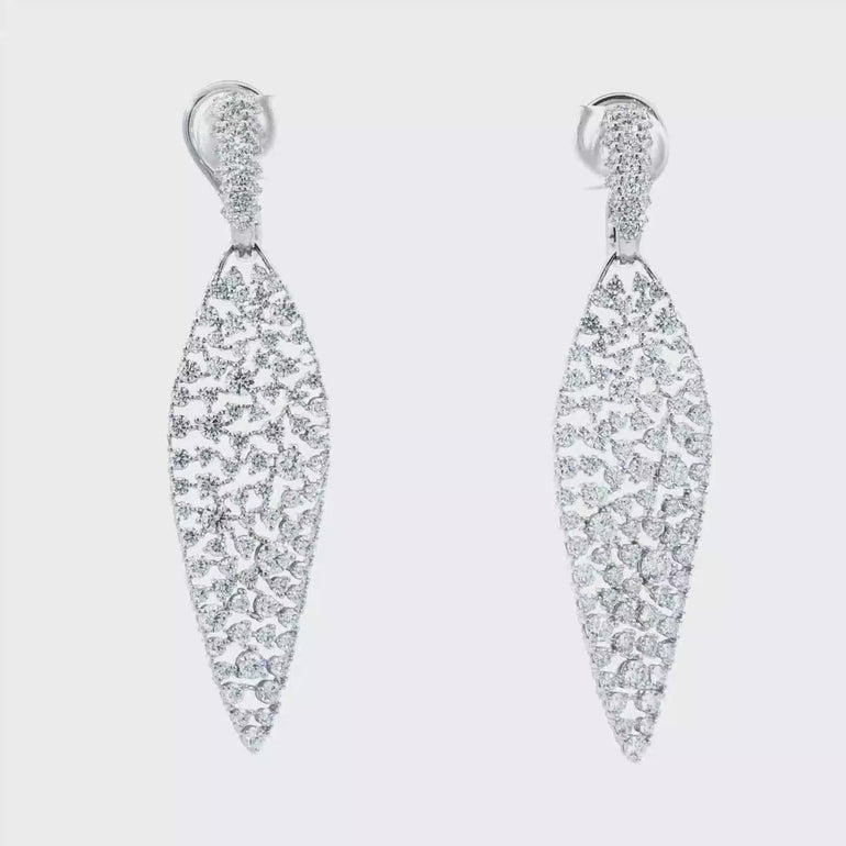 Diamond Pavé Openwork Marquise Drop Earrings in White Gold
