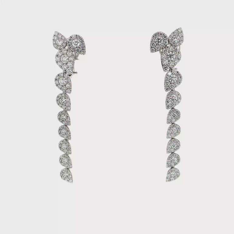 Pear-shape cluster drop diamond earrings