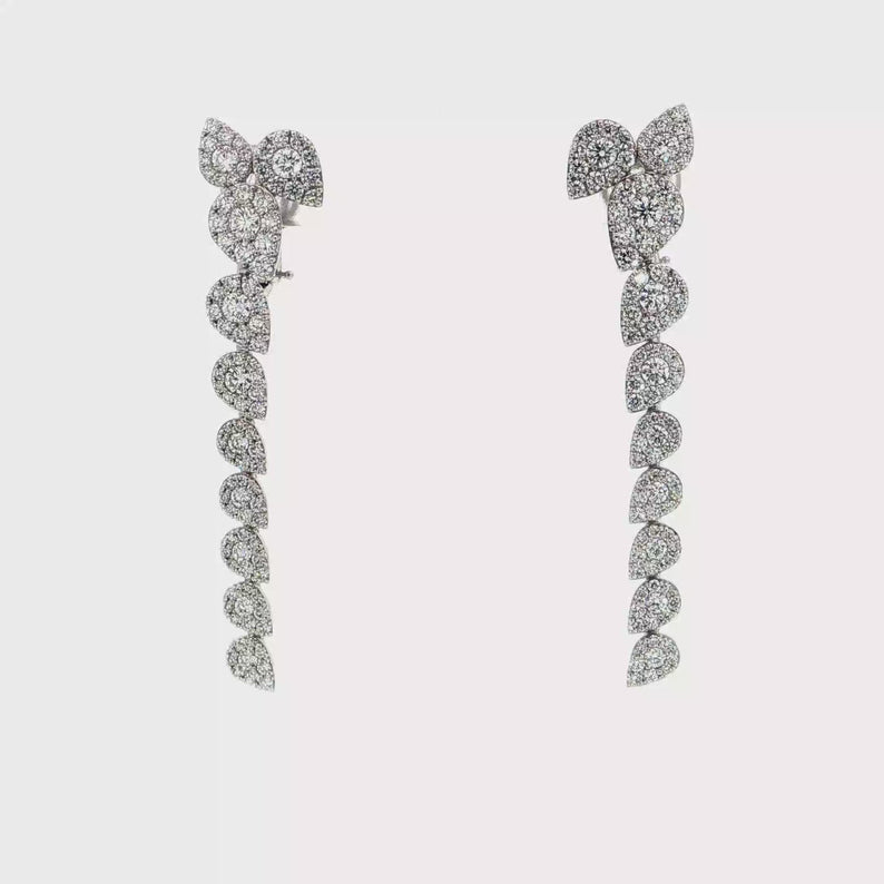 Pear-shape cluster drop diamond earrings