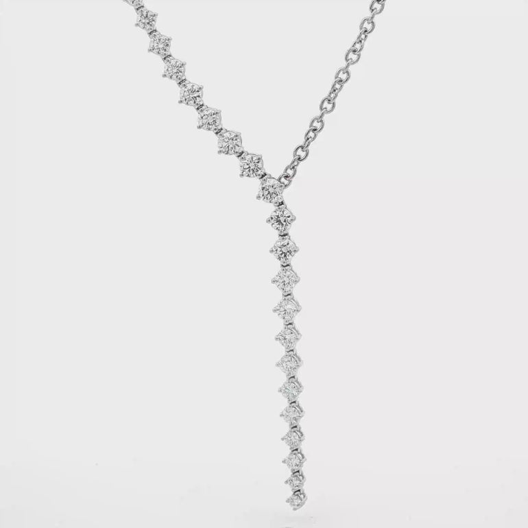 Asymmetrical Graduated Diamond Lariat Necklace