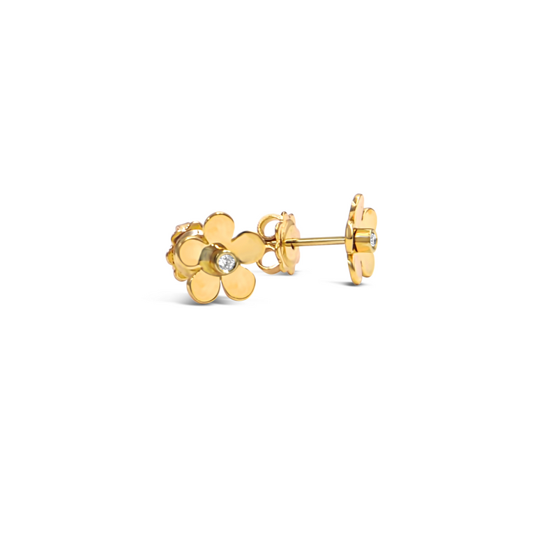 Minuette 18kt Gold Stud Flower Earrings with Diamonds