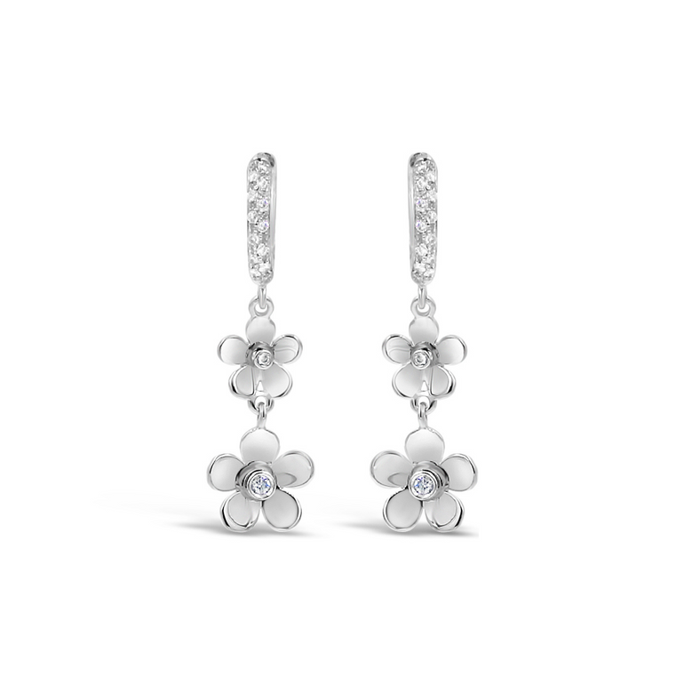 Minuette 18kt Gold Flower Drop Earrings with Diamonds