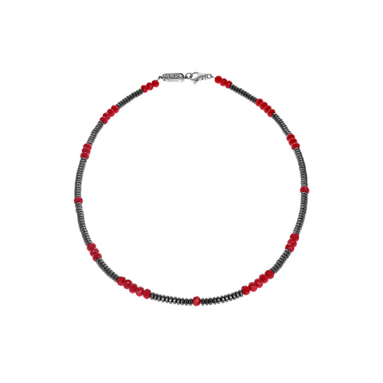 Hematite and Crystal Bead Necklace