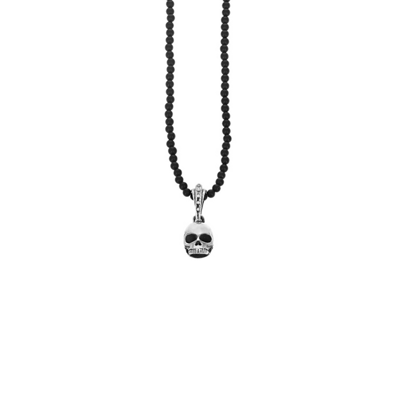 Hamlet Skull on 3mm Onyx Bead Necklace - Danielle B.