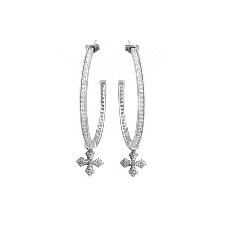 Large Pave CZ MB Cross Hoops - Danielle B.