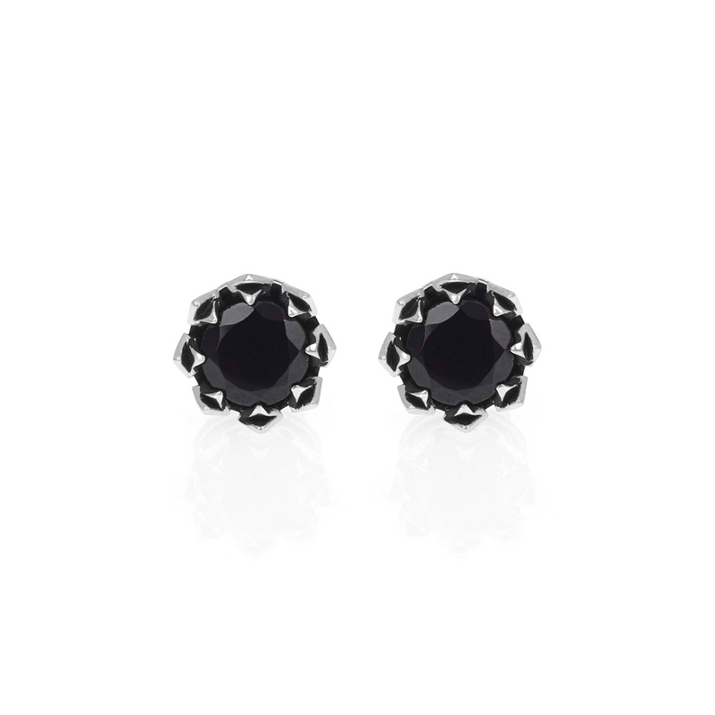 Crowned Garnet Stud Earrings - Danielle B.