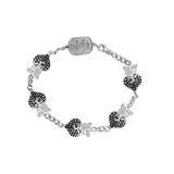 Pave Black CZ Crowned Heart Motif Bracelet - Danielle B.