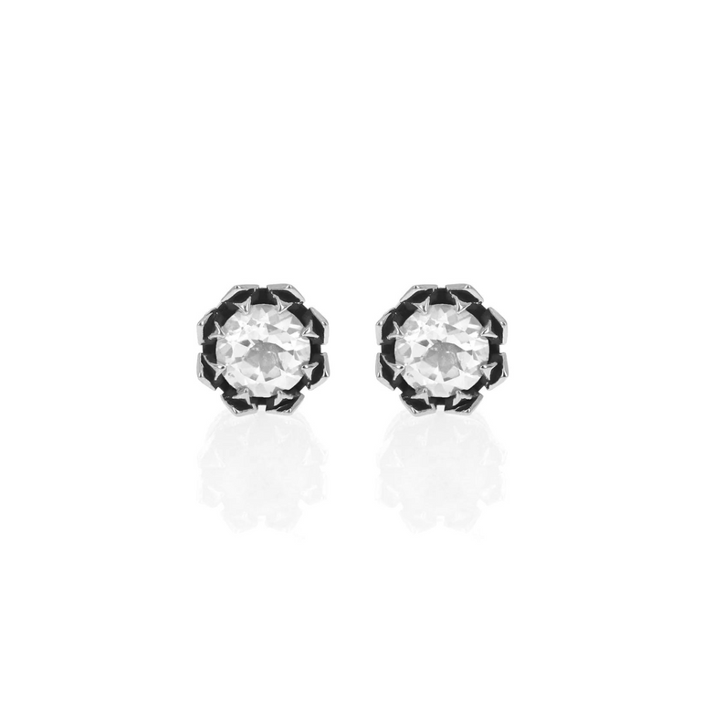 Crowned White CZ Stud Earrings
