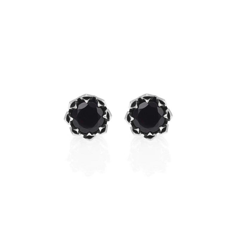 Crowned Onyx Stud Earrings - Danielle B.