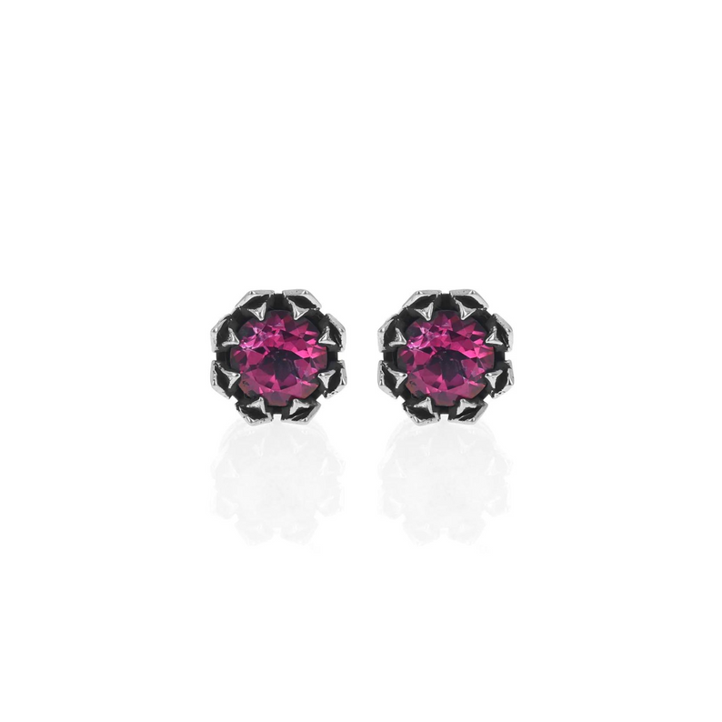 Crowned Pink Topaz Stud Earrings - Danielle B.