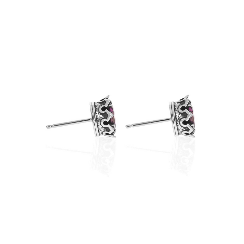 Crowned Pink Topaz Stud Earrings - Danielle B.