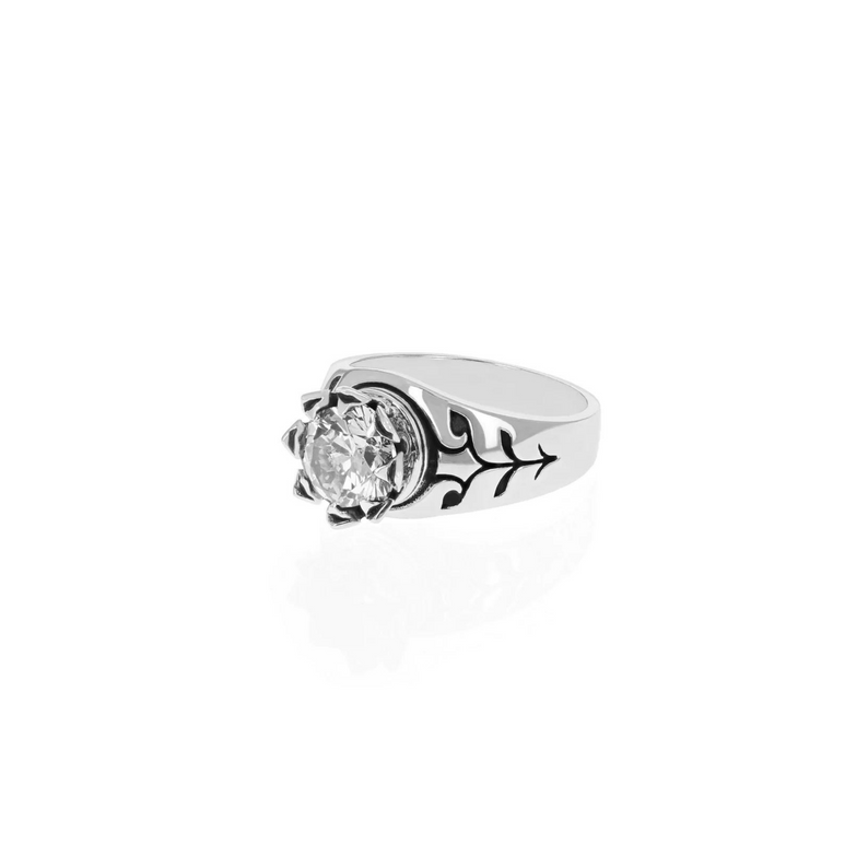 Crowned White CZ Ring