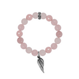 10mm Rose Quartz Bead Bracelet with Wing - Danielle B.