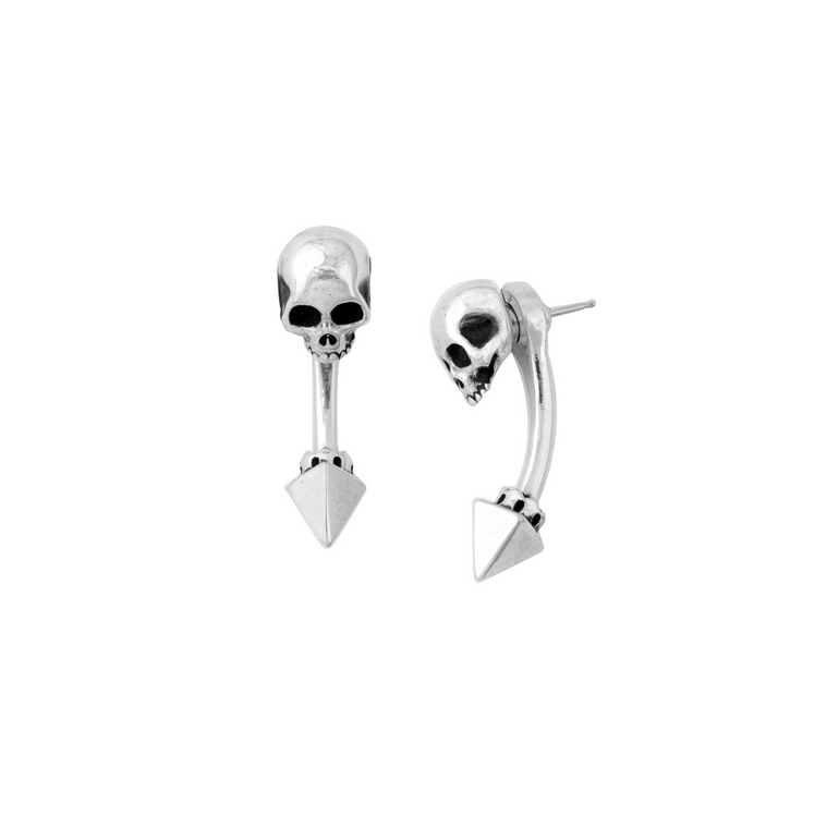 Skull Tunnel Earrings with Pyramid Back - Danielle B.