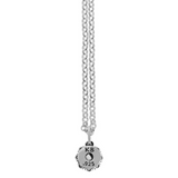 Crowned White CZ Pendant with Micro Rolo Chain