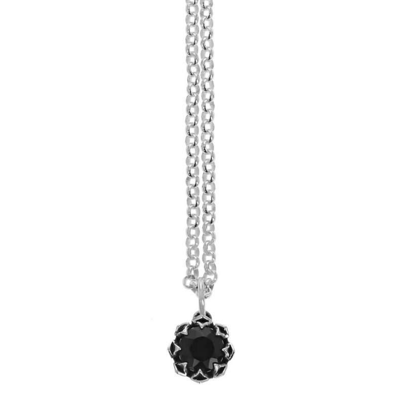 Crowned Onyx Pendant with Micro Rolo Chain
