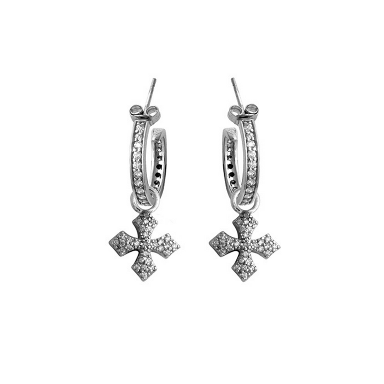 Small Pave CZ MB Cross Hoops - Danielle B.
