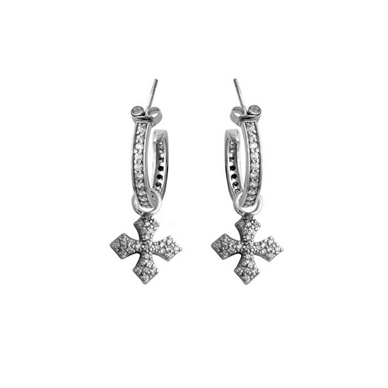 Small Pave CZ MB Cross Hoops - Danielle B.
