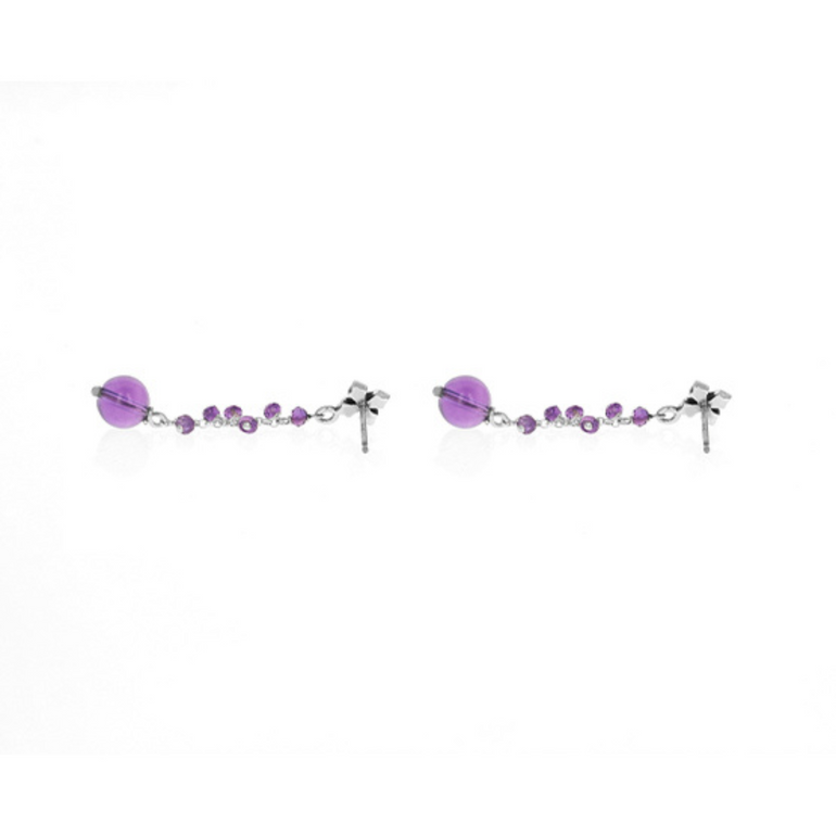 MB Cross Stud Earrings with Amethyst Drops - Danielle B.