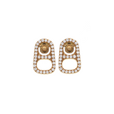18kt Gold Pop Top Stud Earrings with Pave Diamonds - Danielle B.