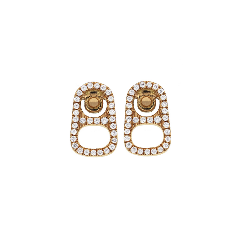18kt Gold Pop Top Stud Earrings with Pave Diamonds - Danielle B.