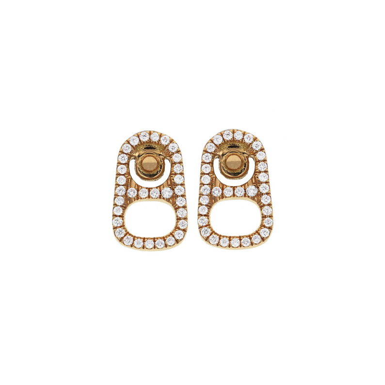 18kt Gold Pop Top Stud Earrings with Pave Diamonds - Danielle B.