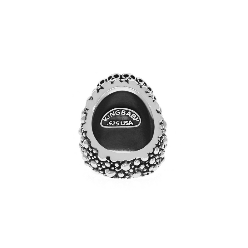 Stingray Texture Ring with Onyx Cabochon in Skull Bezel