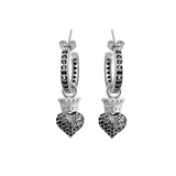 Small Pave Black CZ Crowned Heart Hoops - Danielle B.