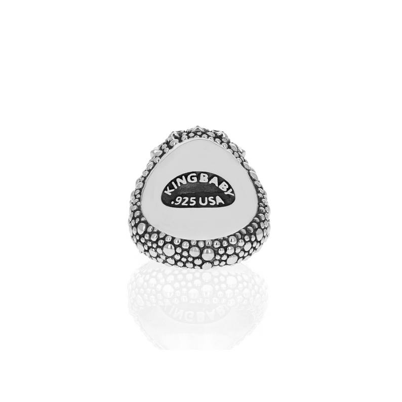 Small Stingray Texture Ring With Skull Bezel - Danielle B.