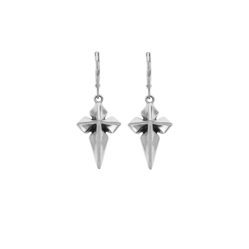 Pointed MB Cross Leverback Earrings - Danielle B.