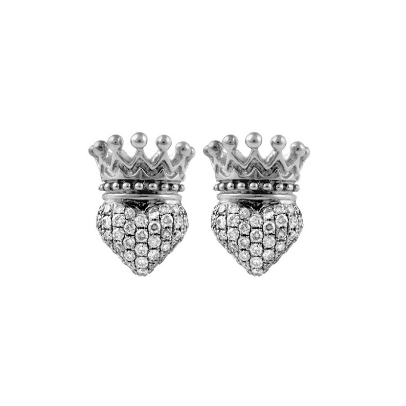 Crowned Heart Post Earring Pave CZ - Danielle B.