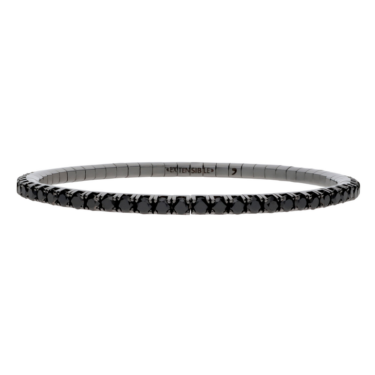 Stretch Black Diamond Tennis Bracelet - Danielle B.