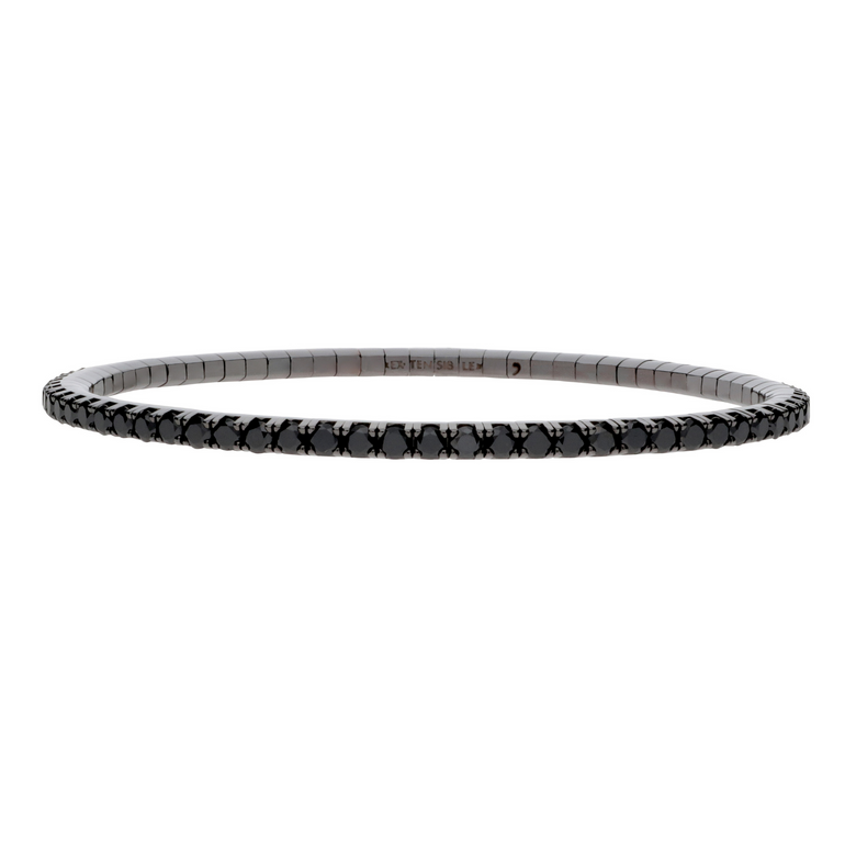 Stretch Black Diamond Tennis Bracelet - Danielle B.