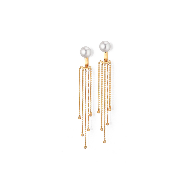 Akoya Pearl and Gold Earrings with Diamonds