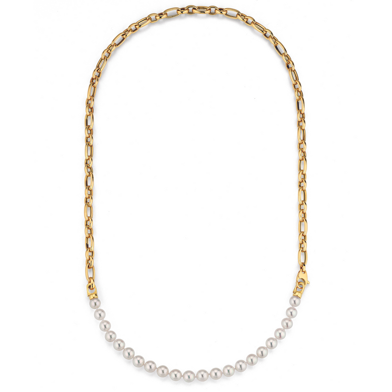 Two-Piece Akoya Pearl and Gold Necklace