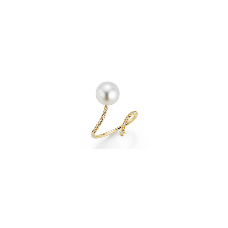 South Sea Pearl and Gold Ring With Diamonds