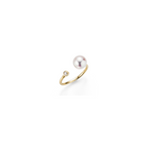 Akoya Pearl and Gold Ring with Diamonds