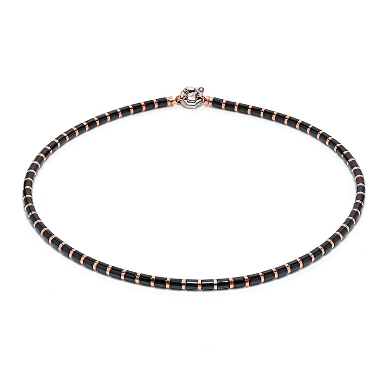 Gold and Ceramic Necklace with Diamonds