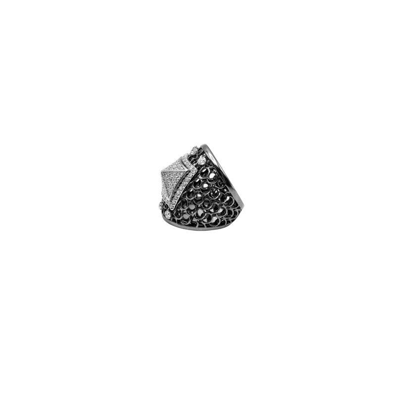 Black Gold Ring with Diamond Pyramid - Danielle B.