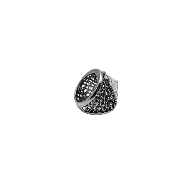 Black Gold Ring with Diamond Pyramid - Danielle B.