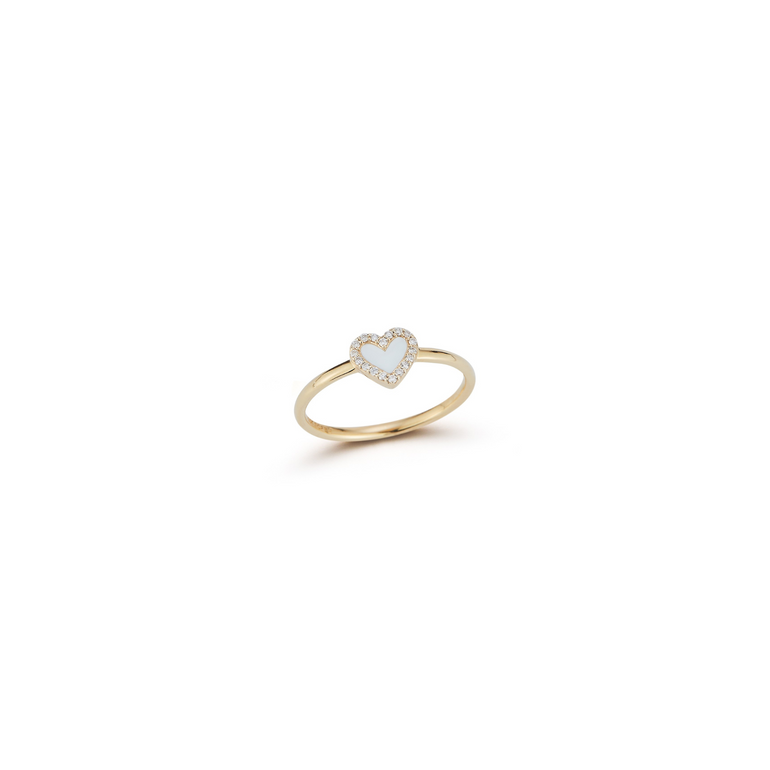 Diamond and Enamel Heart Ring