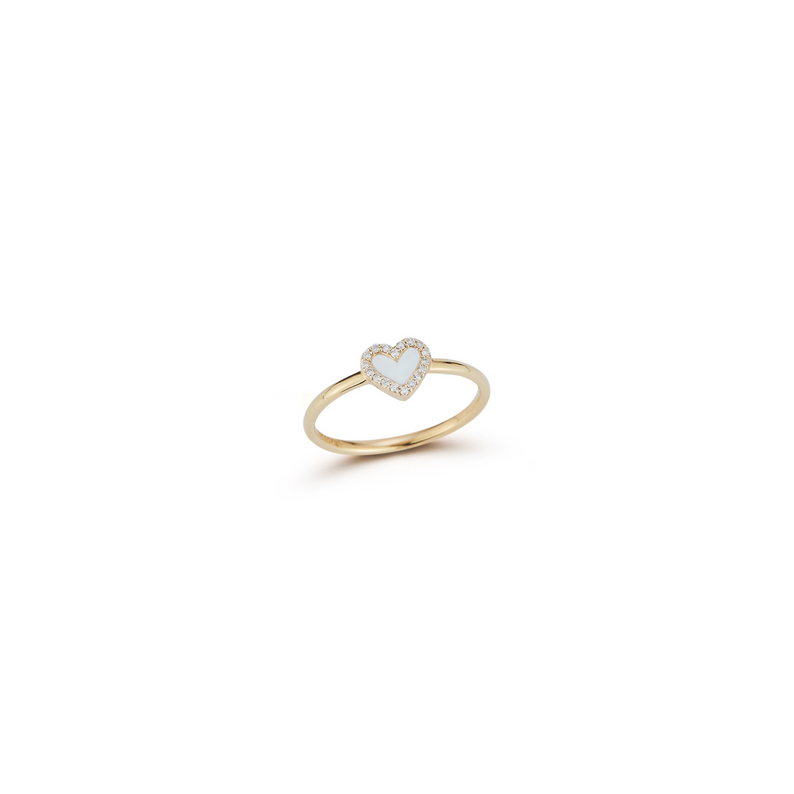 Diamond and Enamel Heart Ring