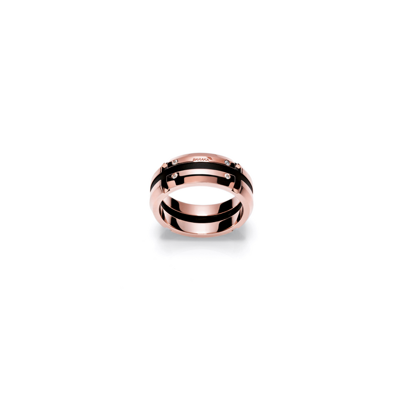 Rose Gold and Stainless Steel Ring with Diamonds