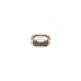 Rose Gold and Stainless Steel Ring with Black Diamonds